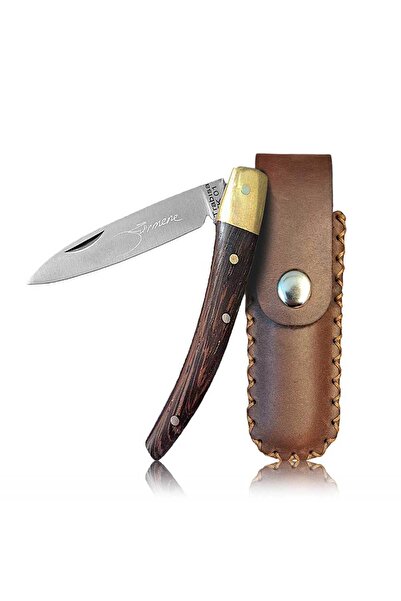 TRABISA Tk01 Sürmene El Yapımı Deri Kılıflı Ahşap Sap Cep Çakısı