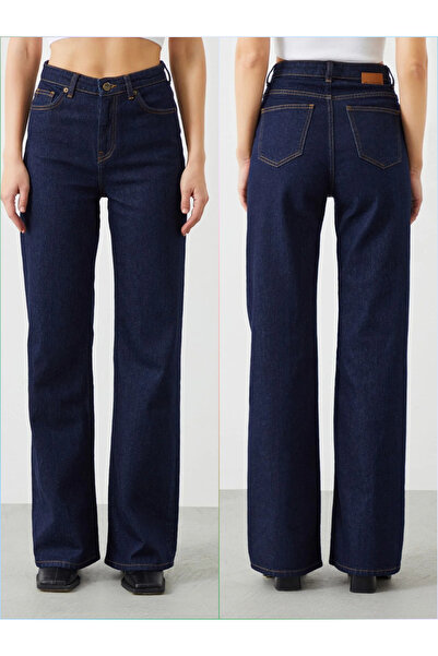 MARLİX Wide Leg High Waist Palazzo Stretch Fabric Stretchy Jean Pants