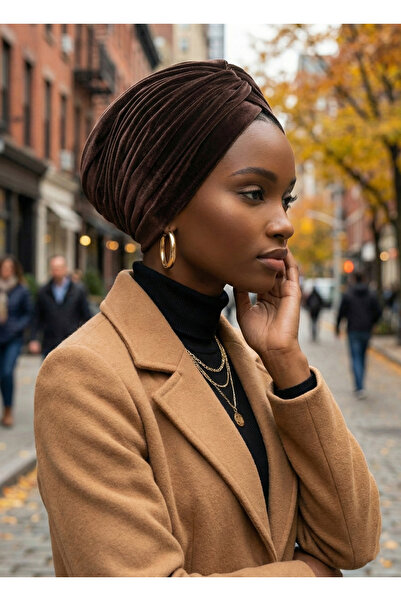 fidan bone غطاء رأس طبي جاهز باللون البني المخملي، مناسب للاستخدام الطبي