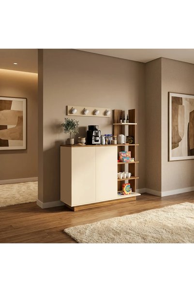 Stylish Home طاولة ركن قهوة بني وبيج بسيط وكلاسيك - RC06