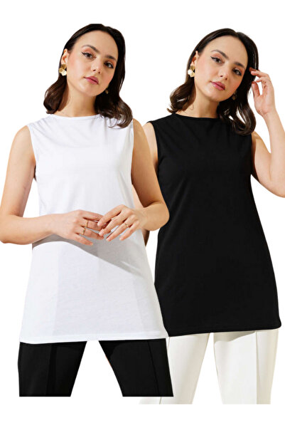 dgs look 2-пакет чорно-біла жіноча безрукавна блузка Oversize