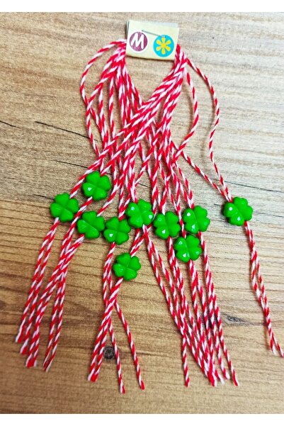 ZUV Marteniçka Bileklik Yeşil Renkli Yonca Modeli 10'lu Set Martenitsa