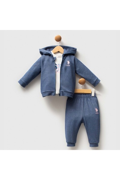 U.S. Polo Assn. Kids طقم ملابس رياضية من US POLO KIZ بغطاء رأس مكون من 3 قطع ...