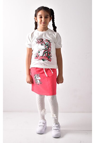 Banadamoda Set de fuste tricou cu imprimeu pentru fete