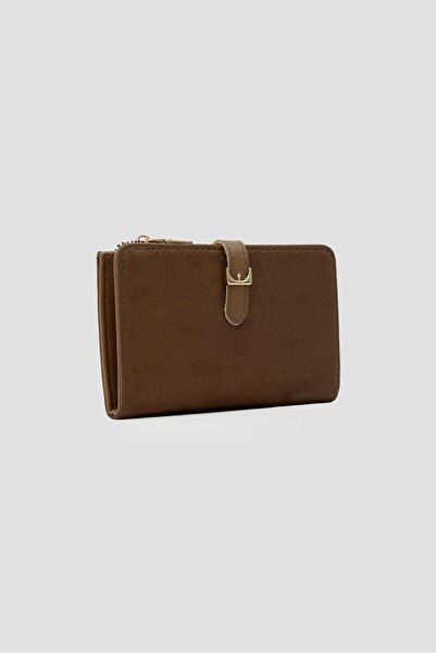 Luvesta Shoes Buckle Suede Wallet – Tan