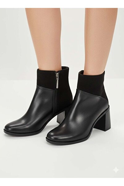 Luvesta Shoes حذاء بكعب من الجلد والجلد المدبوغ باللون الأسود