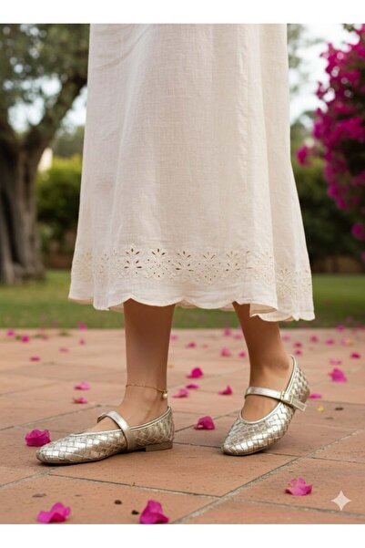 Luvesta Shoes LUVESTA HASIR DESENLİ BABET Gold