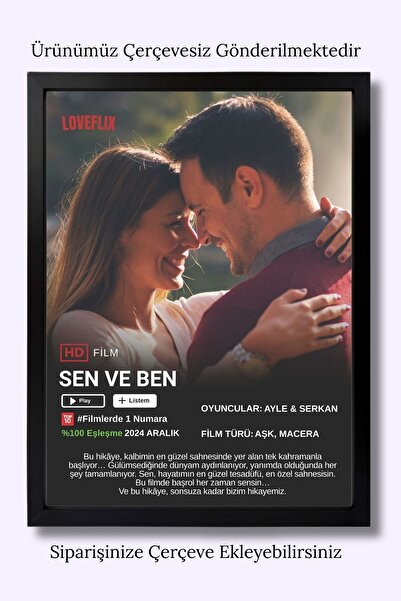POSTER Kişiye Özel Film Posteri – Sevgiliye Özel Aşk Filmi Temalı | İsimli, T...