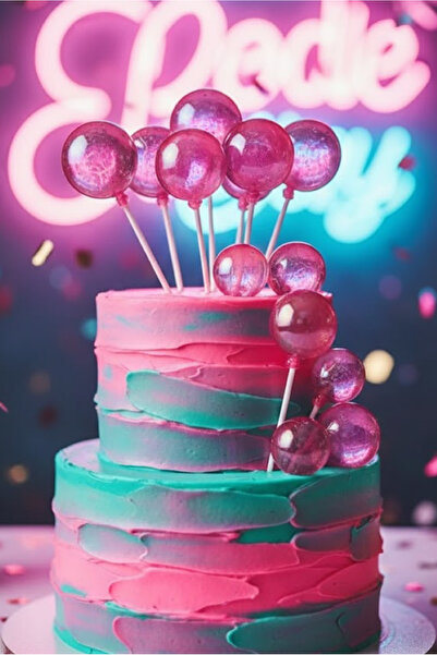 MAGIQUE ÇUBUKLU ŞEFFAF PASTA TOPU - ROSE RED