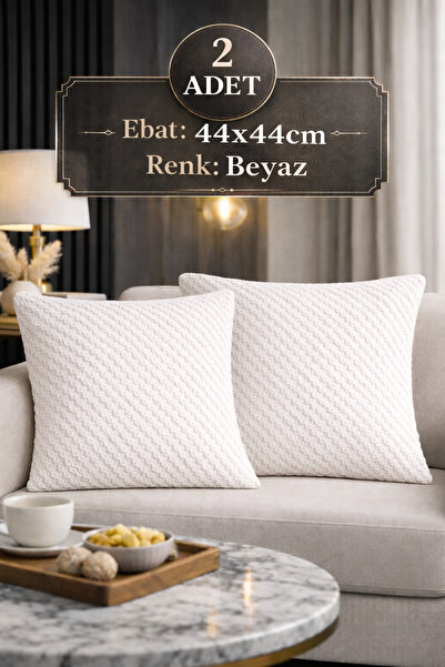 SHAL HOME Shal Plaid 2'li Dekoratif Çıtçıtlı Kırlent Kılıfı Yastık Kılıfı 44x...