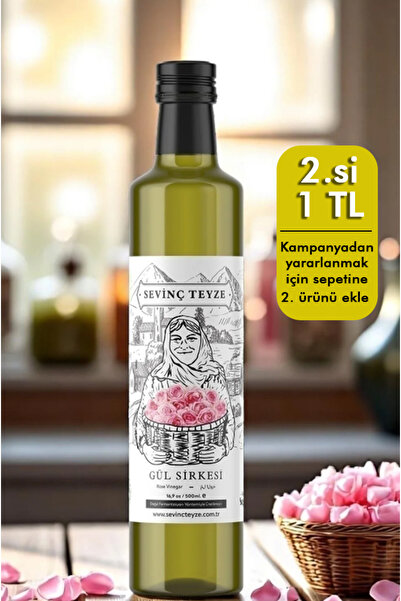 Organik Teyze Sevinç Teyze Doğal Fermantasyon Gül Sirkesi, Rose Vinegar 500ml