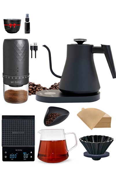 MIBRU V60 Coffee Pour Over 9-Piece Set – Filter, Electric Kettle, Coffee Make...