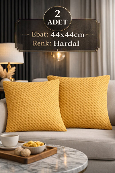 SHAL HOME Shal Plaid 2'li Dekoratif Çıtçıtlı Kırlent Kılıfı Yastık Kılıfı 44x...