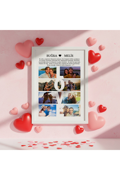 CKA Tasarım Love Yazılı Sevgililer Günü Hikayesi, Fotoğraflı Kişiye Özel Tasa...
