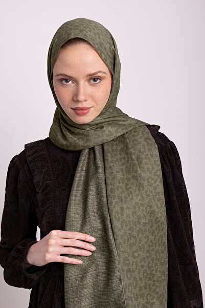 Ayshara Barçın Collection Olive Shell Double-Sided Shawl