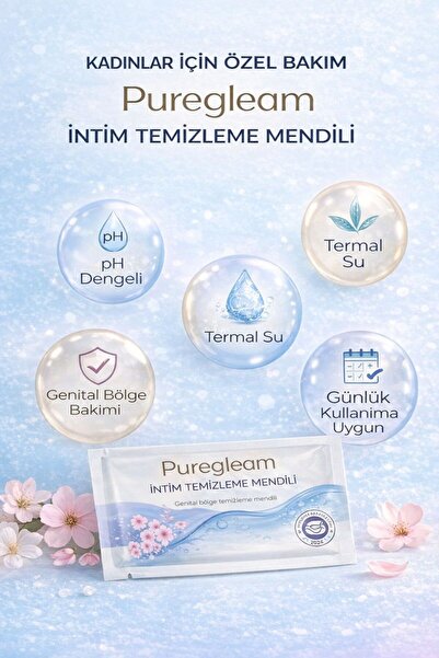 PUREGLEAM İntim Dış Genital Bölge Temizleme Tek Kullanımlık İntim Mendil 1 Adet (KOKU GİDERİCİ ETKİ)