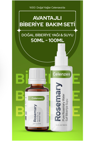 Celenzea 2’li Biberiye Seti Etkili Saç ve Cilt Bakımı Biberiye Yağı ve Biberi...