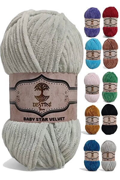 destini خيط حياكة مخملي 100 جرام 120 متر بطانية أطفال، كارديجان، بونشو، أحذية...