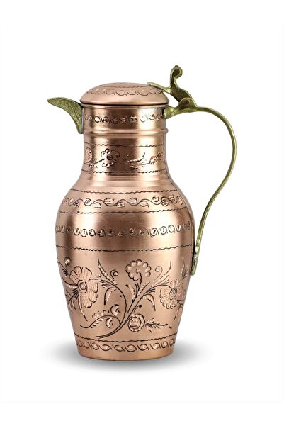 Sonay Bakırcılık Gül Çiçek Eskitme Debbe Bakır Sürahi