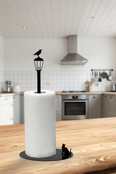 Svava Kağıt Havluluk Kedi Ve Karga Metal Mutfak Kağıt Standı