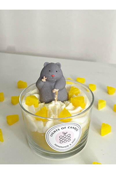 lıghts of candle handmade & 2020 Fare Hamster Figürlü Mango Kokulu Bardak Mum