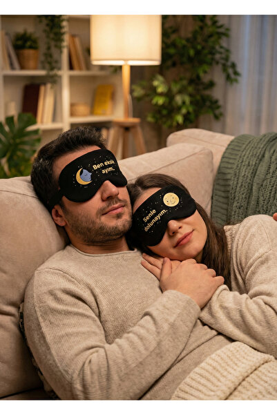 BeyzHal 🌙   "أنا القمر المفقود، أنت الوليمة" رباط نوم للزوجين - تصميم رومانس...