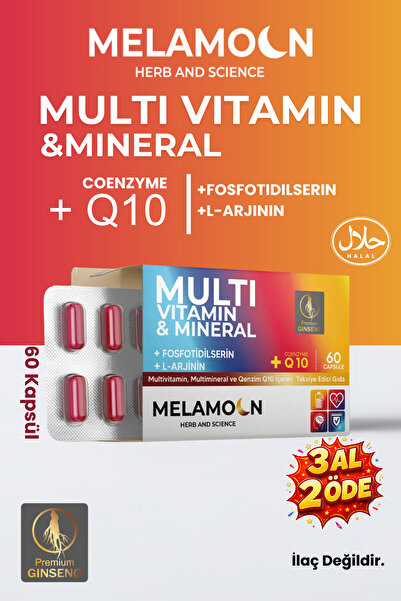 Melamoon Multivitamin, Full Support, Multimineral & Coenzyme (Coenzim) Q10 Ca...