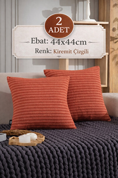 SHAL HOME Shal Plaid 2'li Dekoratif Çıtçıtlı Kırlent Kılıfı Yastık Kılıfı 44x...
