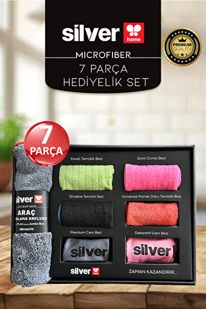 SİLVER HOME Mikrofiber Hediyelik Özel Kutusunda 7 Parça Genel Temizlik Seti