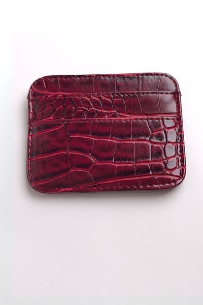 Ecrou Δερμάτινη θήκη για κάρτες Croco Basic Claret Red
