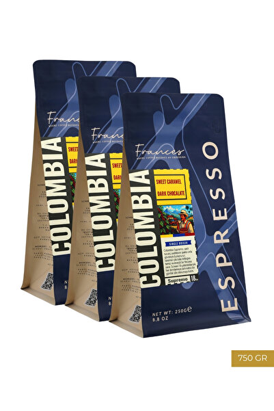 FRANCES %100 Arabica Colombia Supremo Espresso | 3X250g | Düşük Asidite