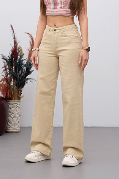 BİKELİFE Dámské 90. let elastické široké nohavice Ležérní džínové kalhoty Pal...