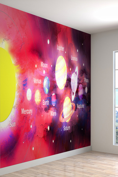 dreamwall Gezegenler Desenli Isı Ve Ses Yalıtımlı Tekstil Duvar Kağıdı