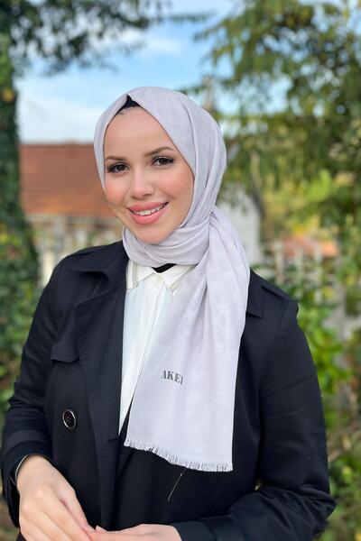 Aker Elegance Monogram Şal - Açık Gümüş 973