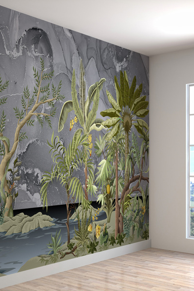 dreamwall Tropik Desenli Isı Ve Ses Yalıtımlı Sağlıklı Tekstil Duvar Kağıdı