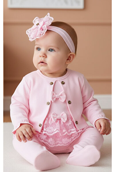 MİNİBORN Bow Lace Detailed Baby Romper