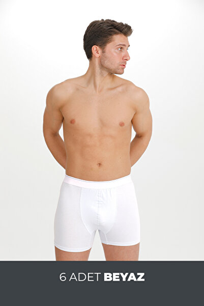 Erkek Pamuklu Likralı Boxer 6'lı Paket