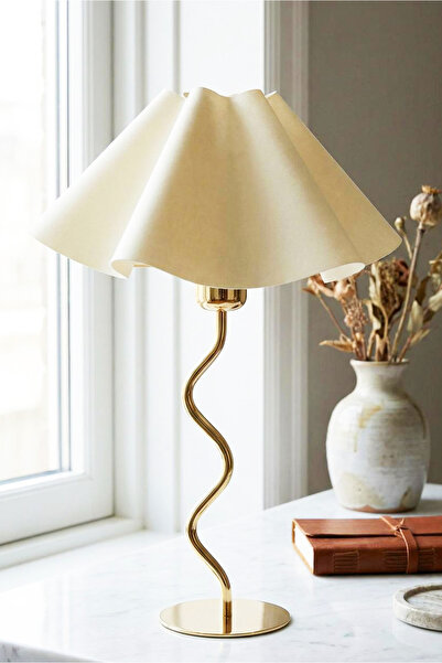 HOMİNG Zigzag Orijinal Gold Saten Kumaş Abajur 242411