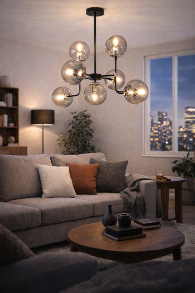 Apliqa Oglinzi HubRom, ECE 3945-07-CH-BL 45x70 cm 7xE27-60W Negru / Crom