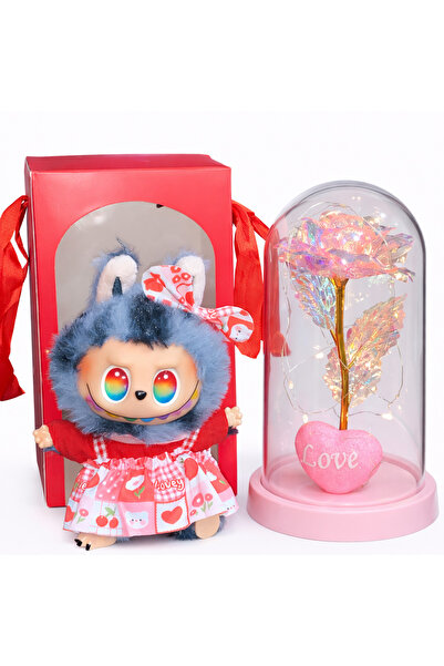 OEM Valentine's Day Jucarie de plus breloc - tip Labubu - 15 cm si aranjament...