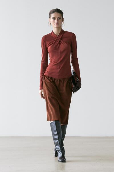 Massimo Dutti Liyosel ve yün kruvaze top