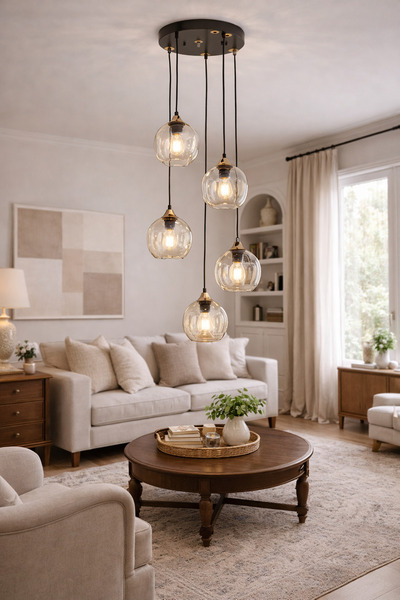 Apliqa Lustra HubRom, KARYA 3690-5Y-GD 40x100 cm 5xE27-60W Negru