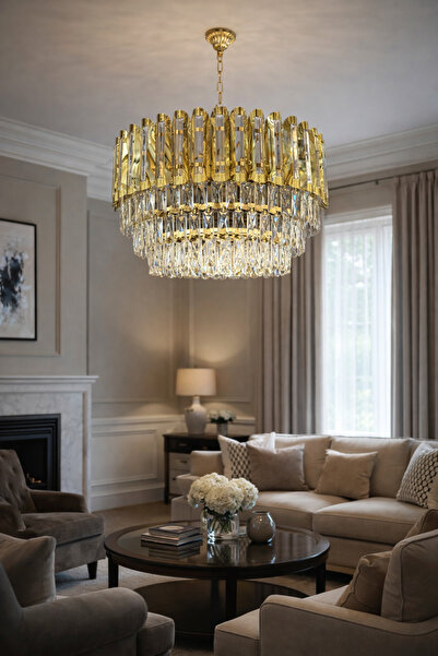 Led 60 CM KRİSTAL LÜX SALON AVİZESİ