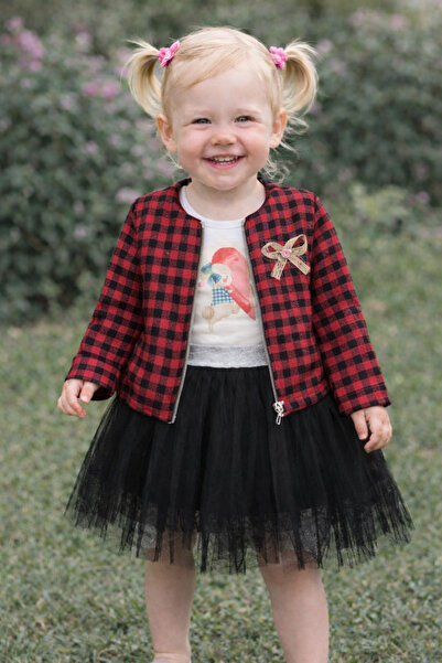 Yuvam Baby Baby Plaid Jacket and Tutu Skirt Set 3-Piece