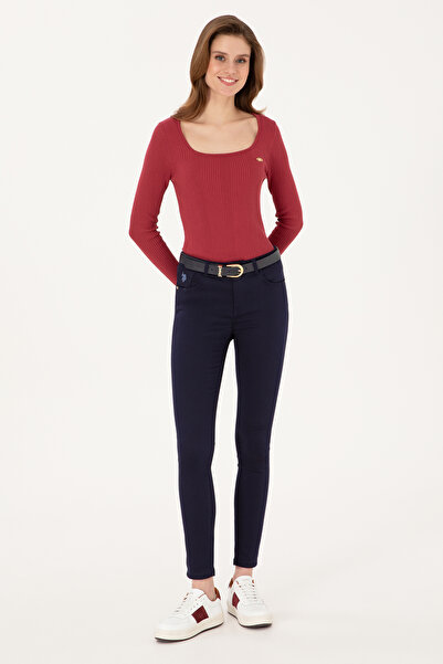 U.S. Polo Assn. Kadın Lacivert Toothpick Fit Kanvas Pantolon 50316852-VR033
