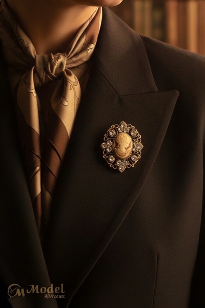 model aksesuar Vintage Cameo Cam Taşlı Broş