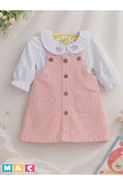 MÇ FAMİLY STORe فستان سالوبيت أنيق من الدنيم السميك مع قميص مطرز بالزهور للفت...