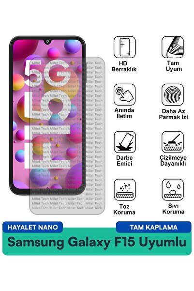 Milat Tech فيلم حماية الشاشة سامسونج جالاكسي F15 هايلايت نانو ذو ملمس ناعم عن...