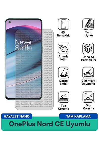 Milat Tech طبقة حماية للشاشة من OnePlus Nord CE Hayalet Nano مقاومة للبقع وحس...