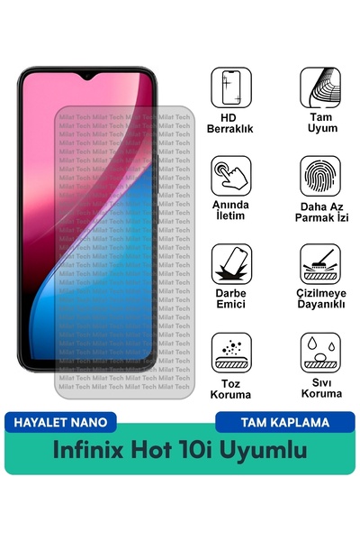 Milat Tech فيلم حماية الشاشة Infinix Hot 10i Hayalet Nano سهل التركيب بدون فق...